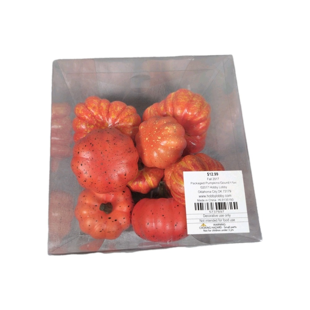 Hobby Lobby 9 pc Packaged Pumpkins Gourd Fall 2017 Decorative Orange Red 5737697